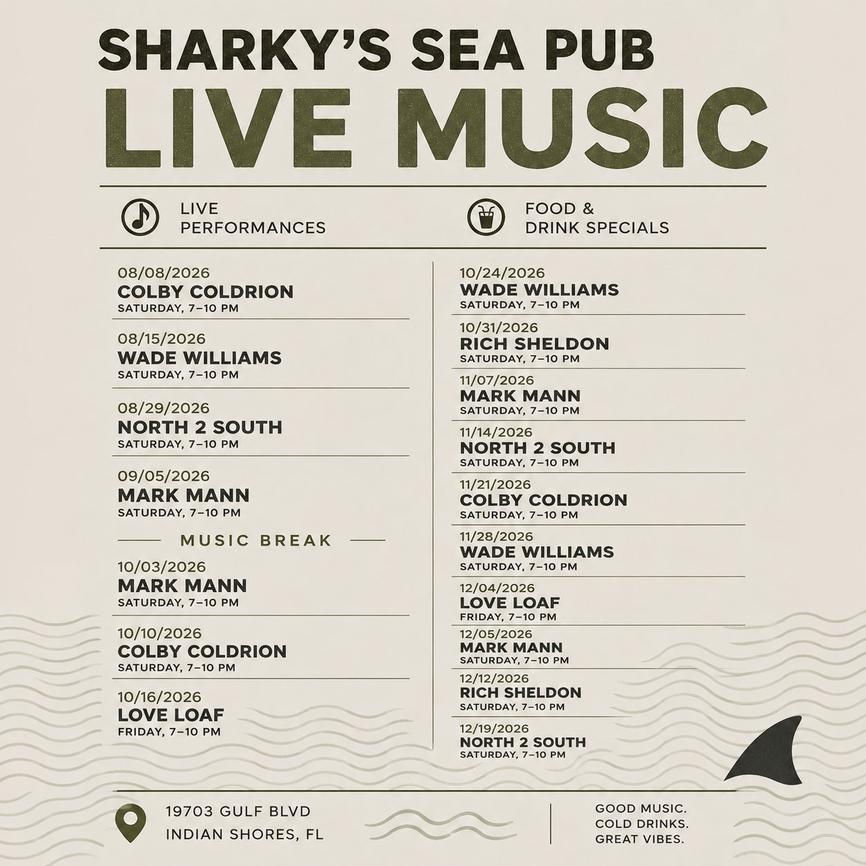 sharkys-august-music-schedule